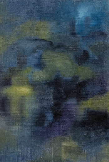 Gioia nella notte, 24.5 x 17 cm, Oil, tempera, natural glue, pigments, on antique hemp, 2025